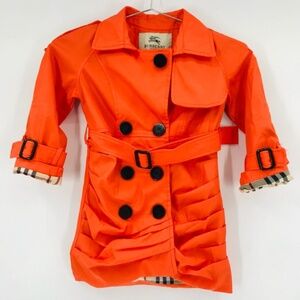 Burberry London Kids Belted Peacoat Rain Jacket Orange Size 6